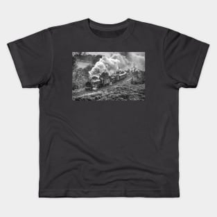 Locomotives the rain - Black and White Kids T-Shirt